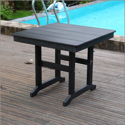 Table de salle à manger de patio moderne en PEHD, avec trou pour parasol, résistante aux intempéries, pour l'extérieur, la cour et la pelouse