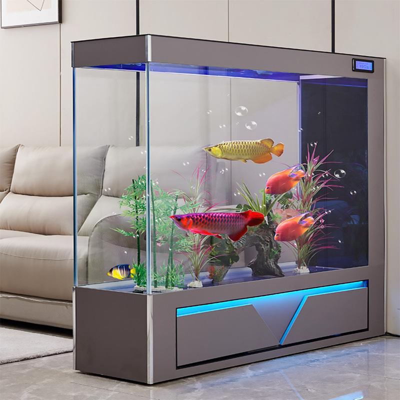 Aquarium 39,37 po en verre transparent gris avec filtration latérale, 55,48 gallons (H 51,18 po x l 39,37 po x P 15,75 p