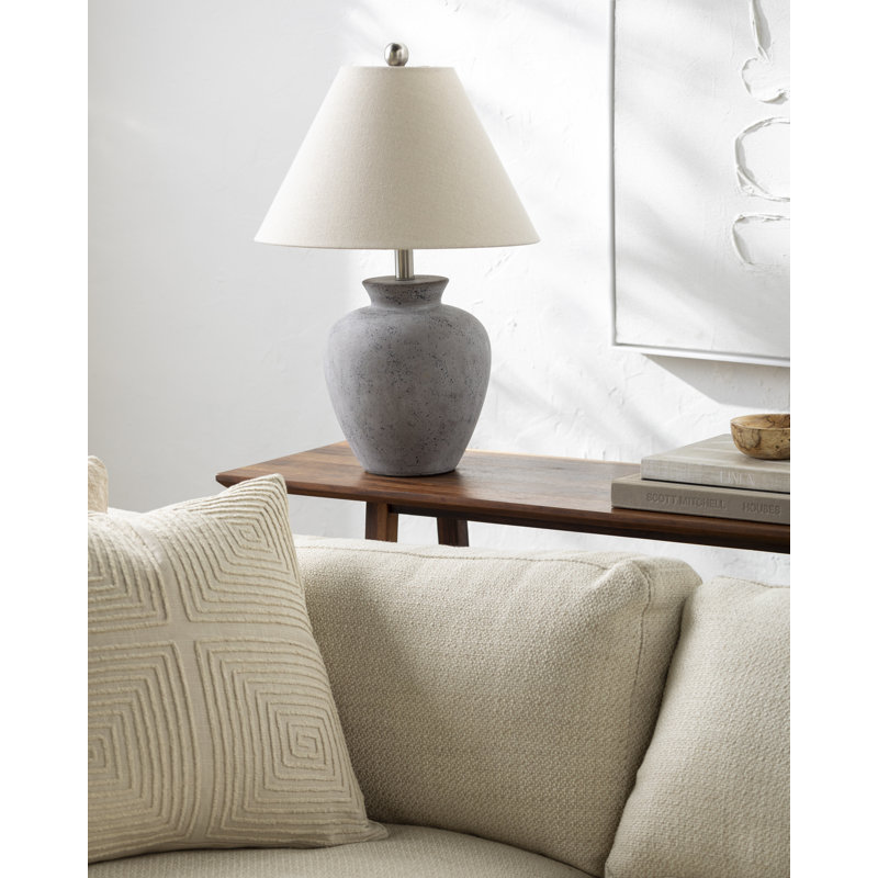 Calico Table Lamp, Gray Finish / Natural Shade
