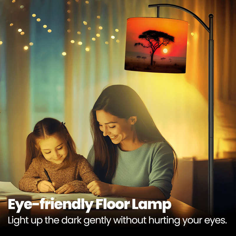 Lampe sur pied à arc avec abat-jour réglable Savanna Sunrise