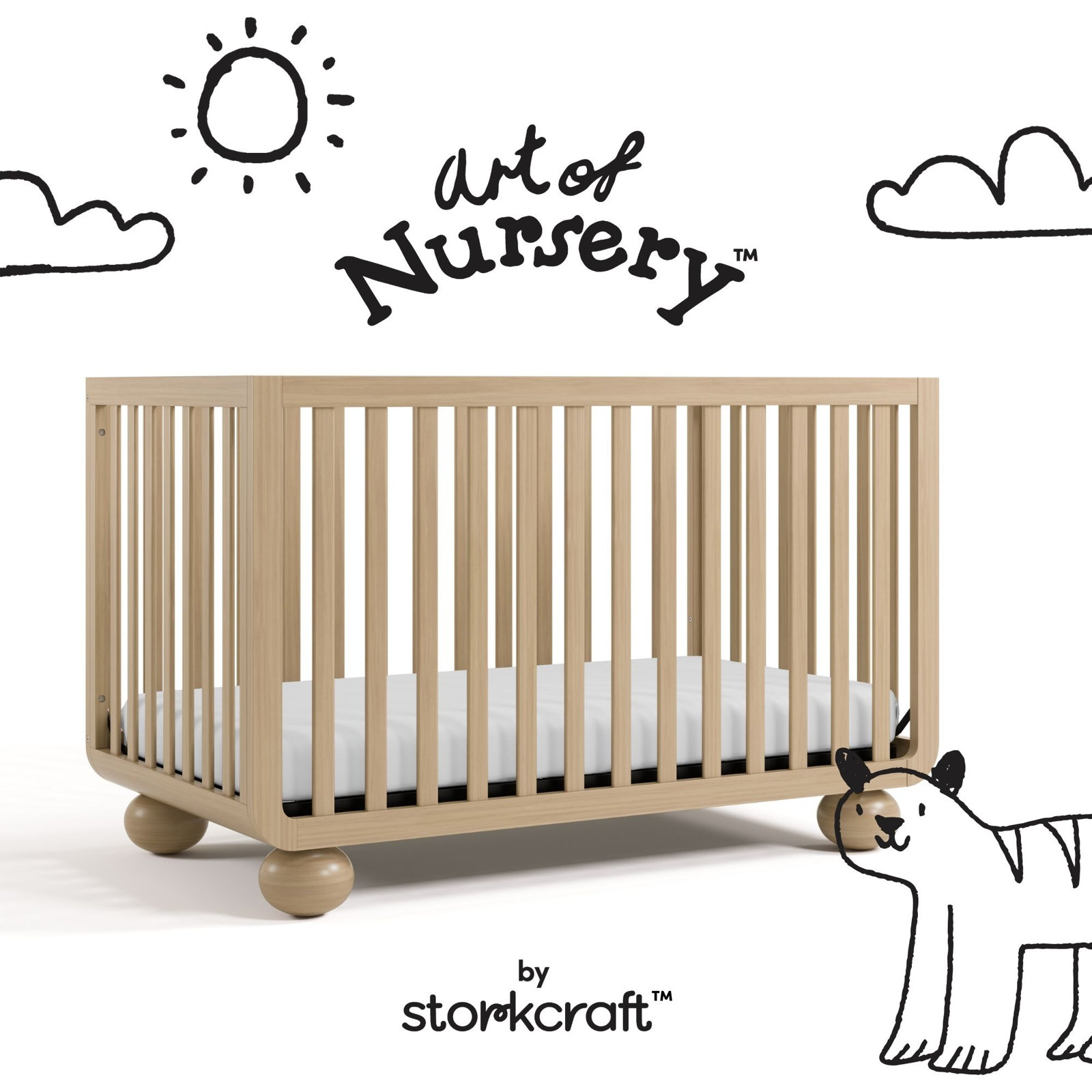 Amalfi Deluxe 5-In-1 Convertible Crib With Bonus Toddler Guardrail, Driftwood, Crib