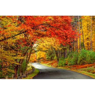 Scenic Autumn Road - Wrapped Canvas Print