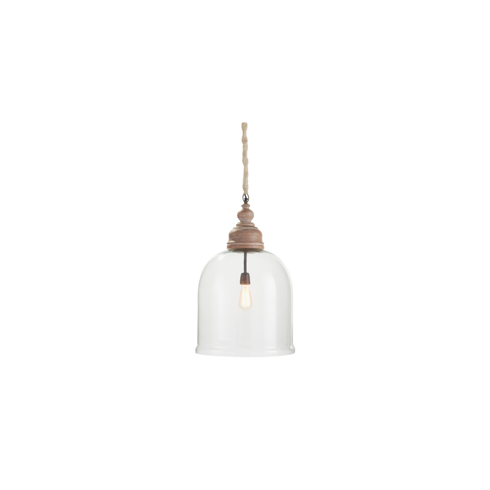 Bridgit Single Light Glass Wood Pendant, 94" H x 16.5" W x 16.5" D