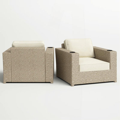 Fully Assembled Outdoor Lounge Chairs With Cushions, Set Of 2