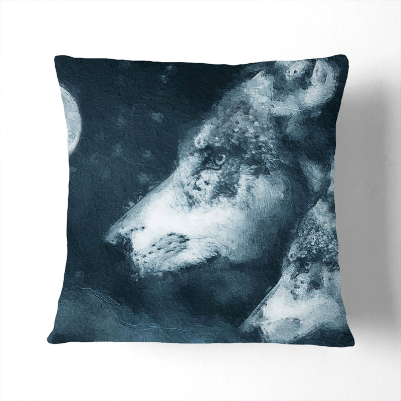 Wolves in the Moonlight Cushion with Filling, White, 40cm H x 40cm W x 15cm D
