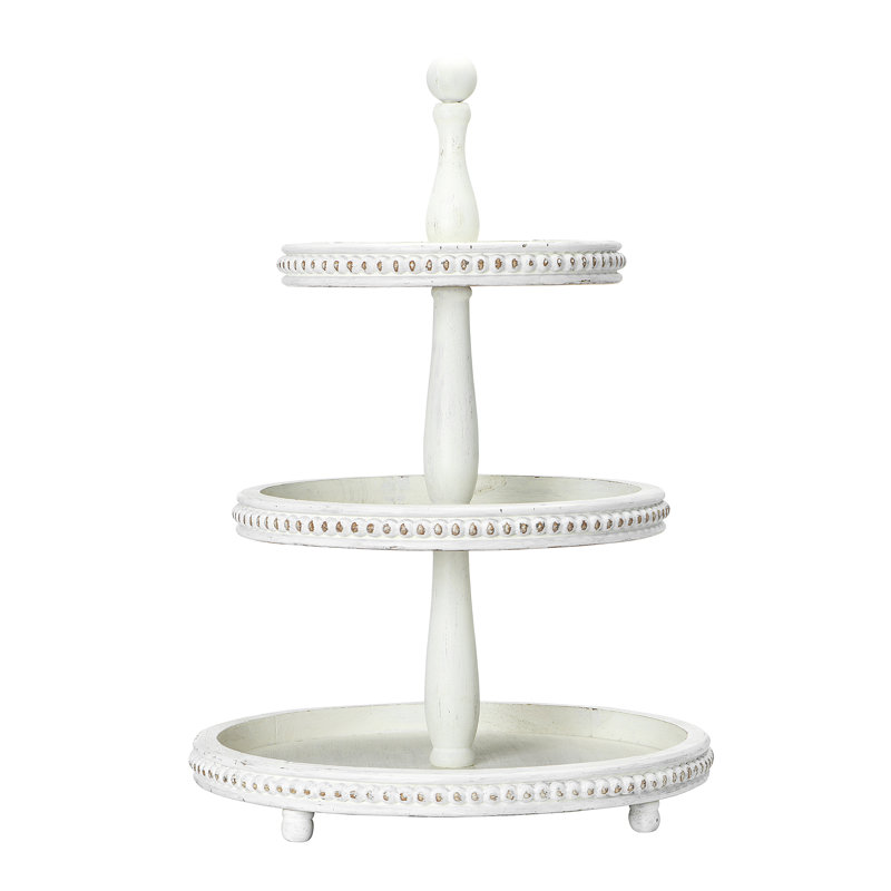 Plateau rond en bois Alberts, Blanc