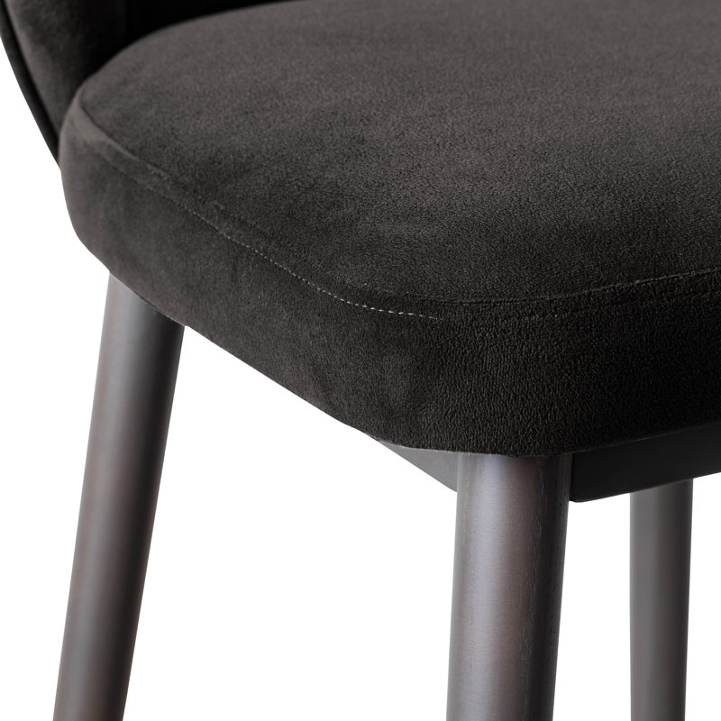 Tabouret de comptoir en velours Lowther Hailey, Gris anthracite, Tabouret de bar (siège d'une hauteur de 30,3 po)