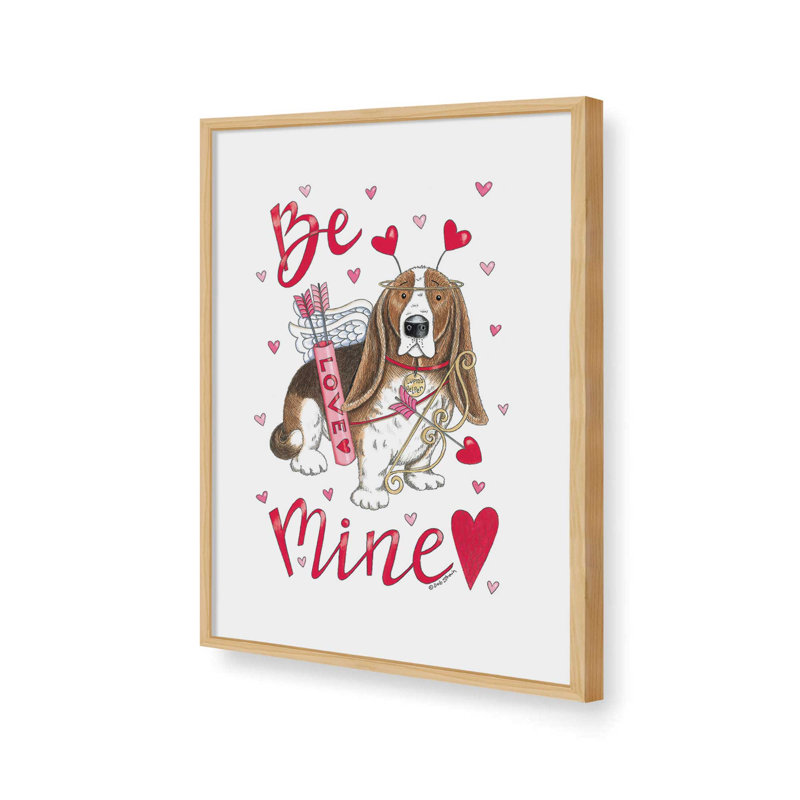 «Be Mine Basset» par Deb Strain, reproduction d'art, L 12 po x H 16 po, Tanné, Impression encadrée