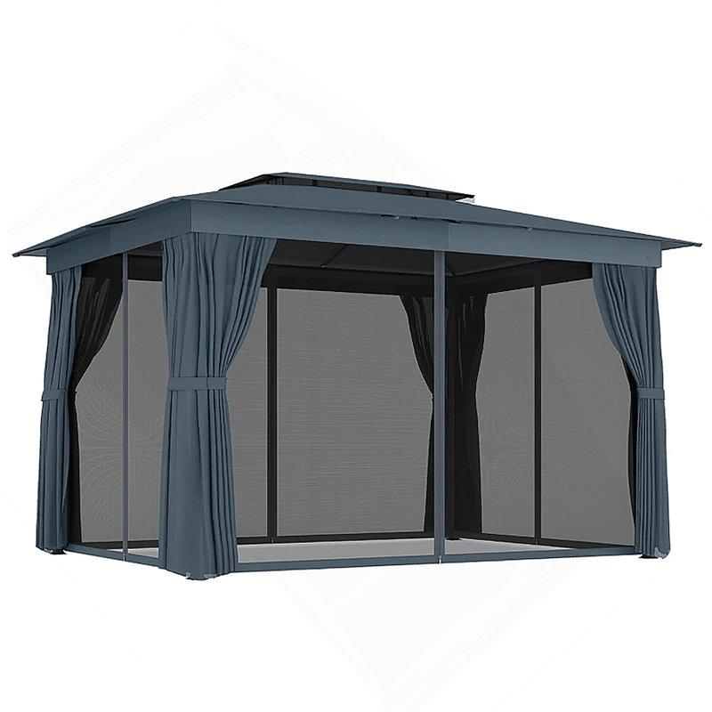 Double-Tier Outdoor Patio Gazebo Canopy Shelter, Blue