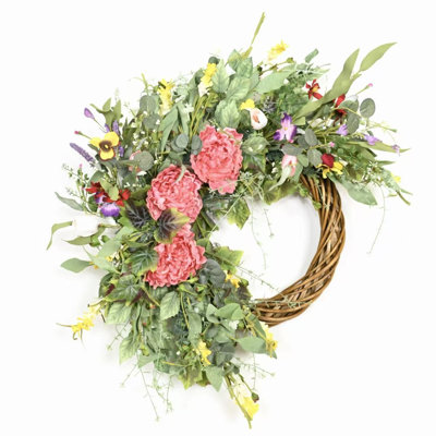 Couronne de porte 26 po Artisan Farmhouse Spring Summer