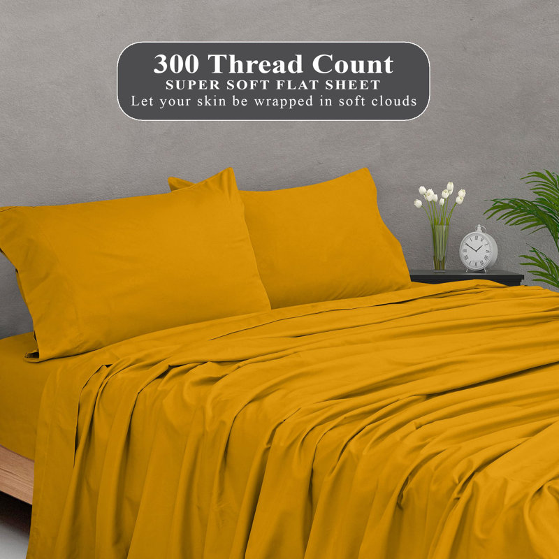 Royale Linens 300 Thread Count 100% Long Staple Combed Cotton Flat Sheet - Super Soft - Top Sheets - Flat Sheet Sold Separately - Breathable, Cool & Crisp Percale Sheets Only