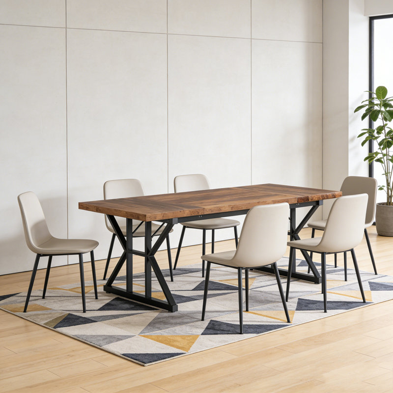 Table de cuisine, table de salle à manger, Brun, Noir
