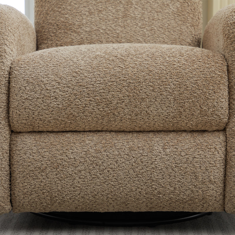Haaniyah Boucle Fabric Swivel & Rocking Recliner, Brown Boucle