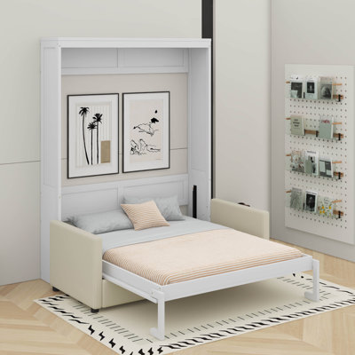 Lit escamotable double avec coussin
