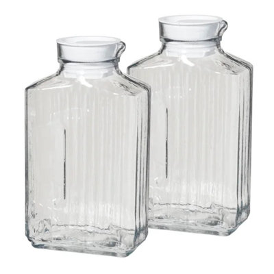 Anchor Hocking 2 Quart Bistro Pitcher with Lid, Pack of Two