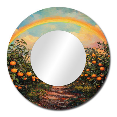 Countryside Rainbow Over The Orchard I - Traditional Mirror For Wall Art Decor - Printed On Metal