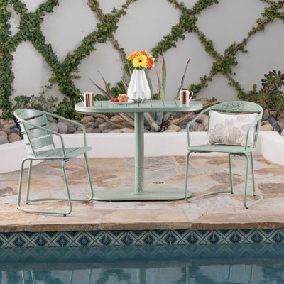 Ensemble bistro 3 pièces - Fer durable, 2 chaises + table ovale