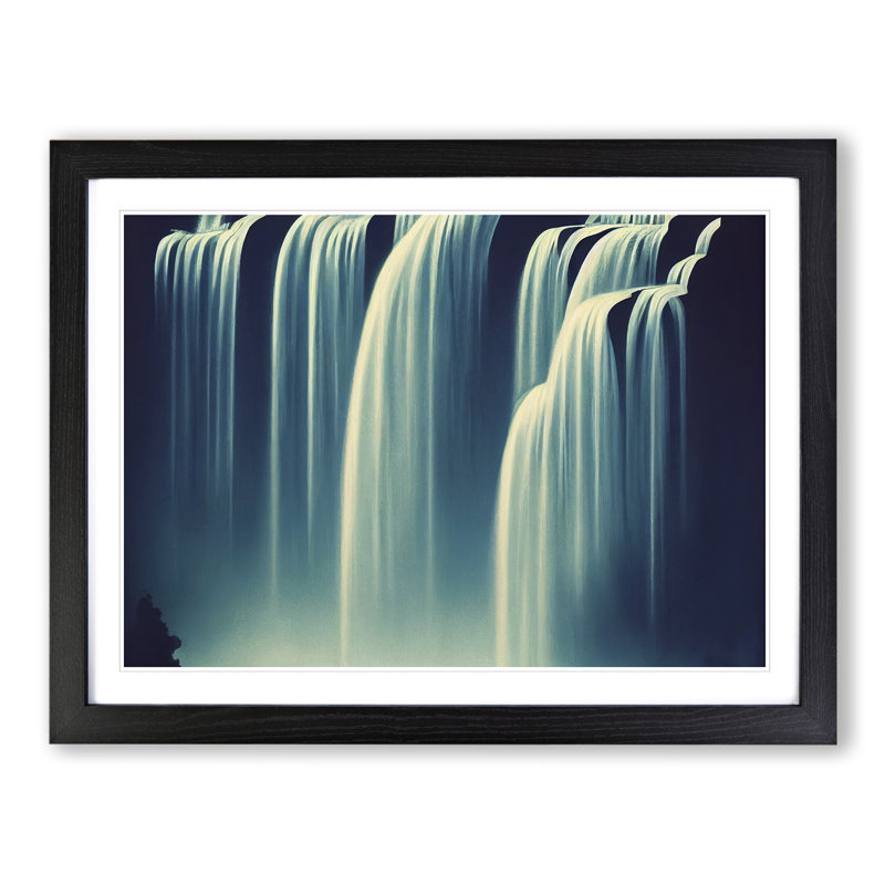 Waterfall Scene - Framed Print, Black Framed, 46cm H x 64cm W