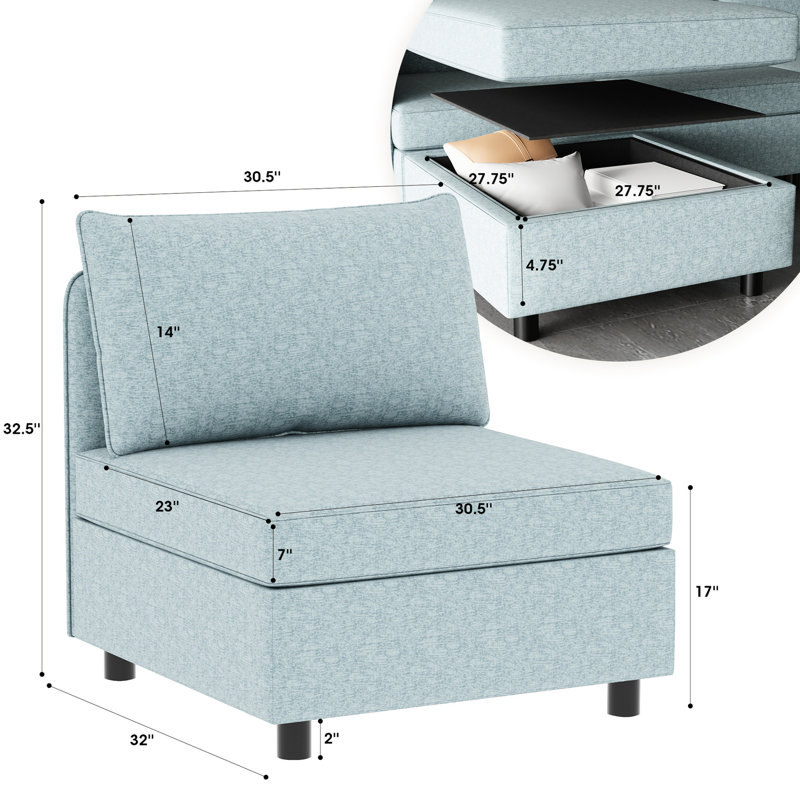 Living Room Modular Sectional With Storage And Sleeper Option,Chenille, 2 Design Chenille Couch Feature For Interior