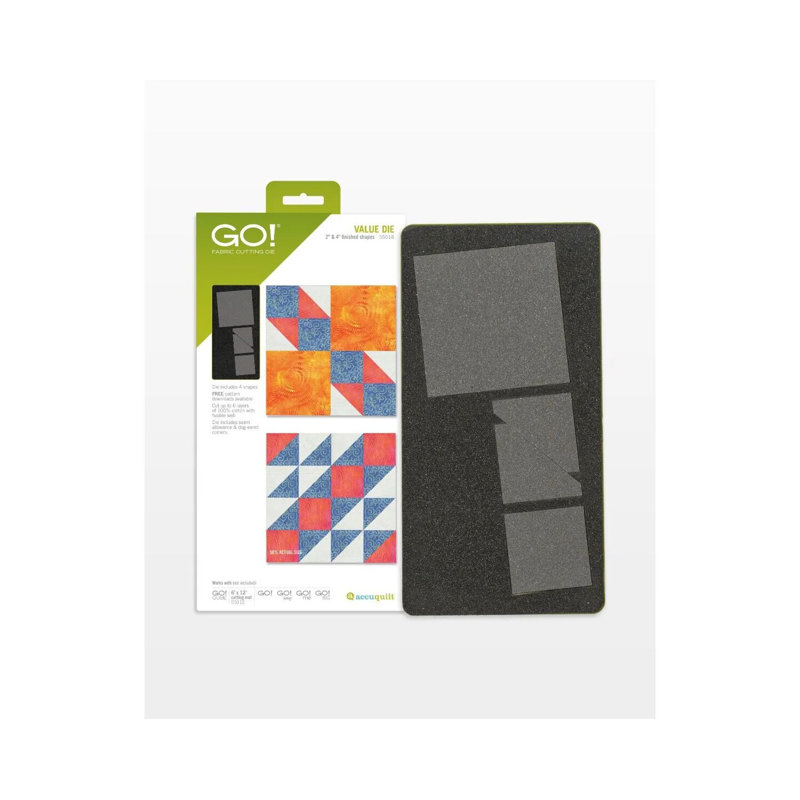 AccuQuilt GO! Matrice de découpe de tissu économique avec carrés et demi-triangles