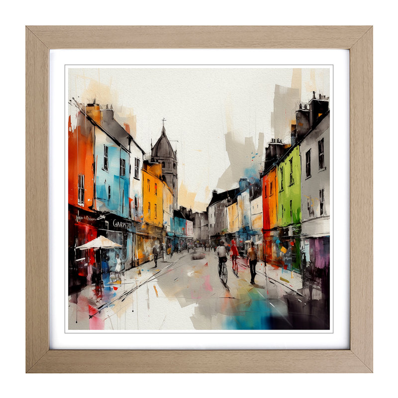 City Of Galway Gestural Art No.3 - Framed Print, Oak
