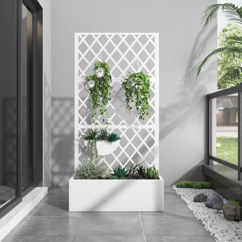 Boîte à fleurs pour l'extérieur Flora, Blanc