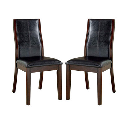 Transitional Dining Room Side Chairs Set Of 2Pc Chairs Only Unique Curved Back Leatherette Padded Seat