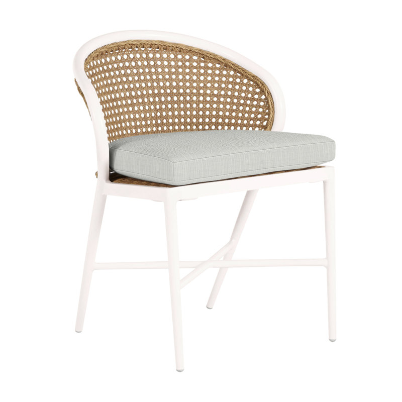 Havana Side Chair, No Welt, Chalk/Natural Cane, Rollo Lace