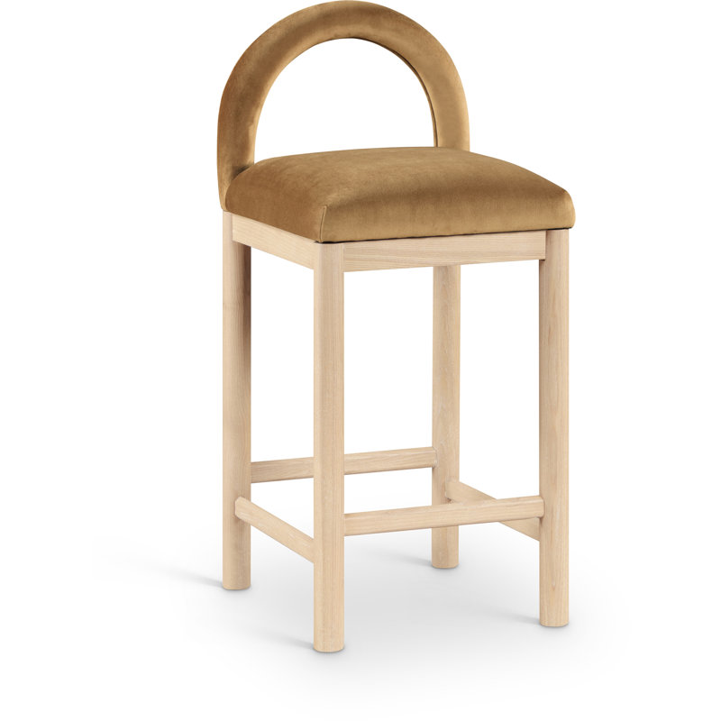 Conrad Letcher Velvet Counter Stool, Saddle Velvet Seat/Natural Frame