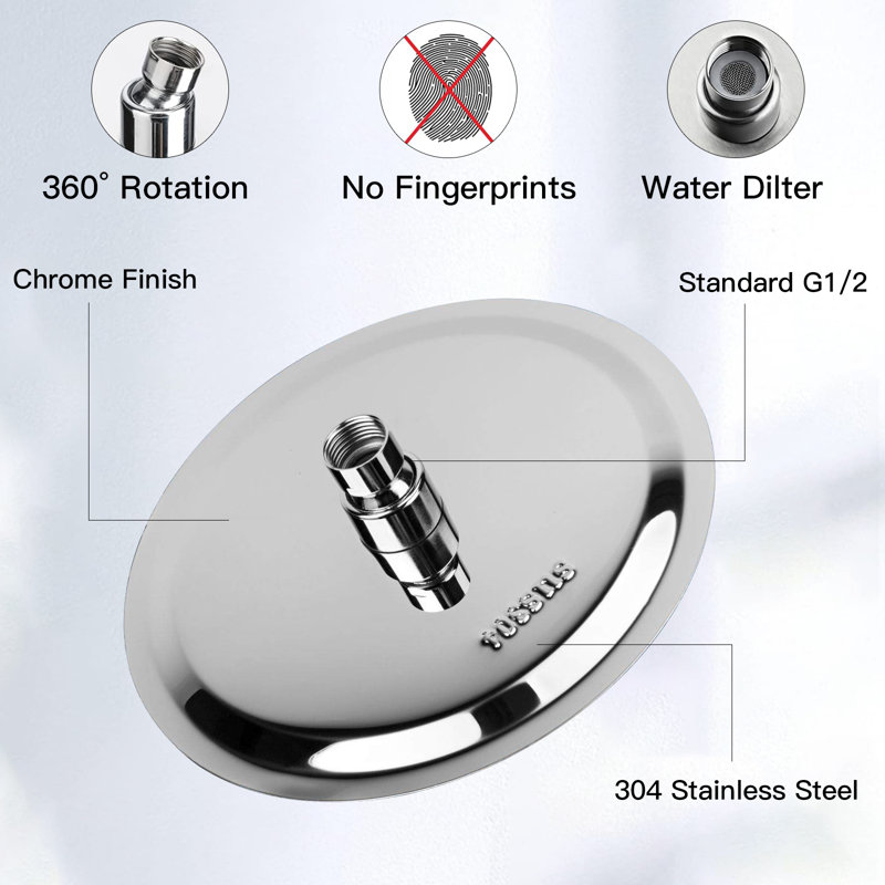 1 Rain Shower Head 2.5 GPM GPM, Polished Chrome