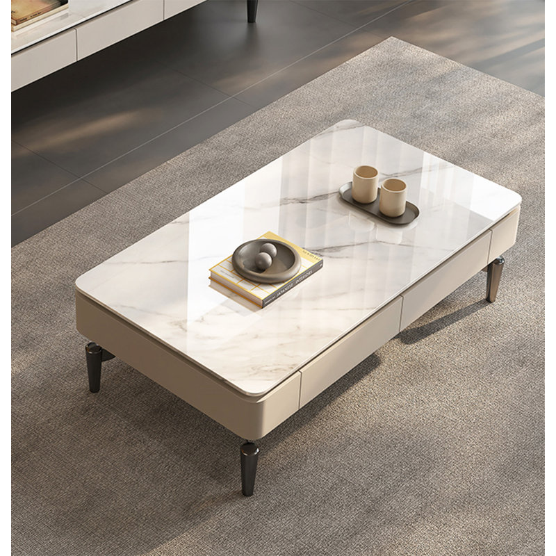 Rectangular stone storage coffee table, 15.75" H x 51.18" L x 27.56" W