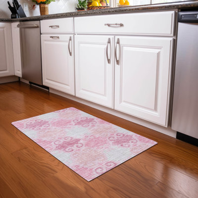 Tapis rose Prisco lavable à la machine de qualité supérieure