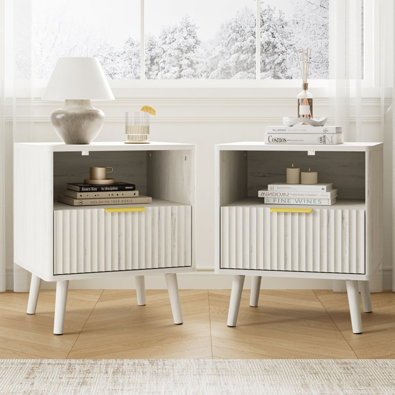 Ensemble de chambre à coucher 3 pièces (1 commode + 2 tables de chevet) (ensemble de 3), Blanc