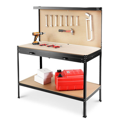 Établi robuste de 63 pouces avec tiroirs et panneau perforé, armoire de rangement multifonctionnelle pour garage d'atelier
