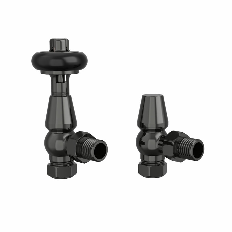Traditional TRV Thermostatic Radiator Valves, Nickel Black