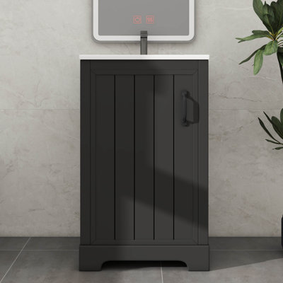 Meuble-lavabo autonome de 20 pouces avec porte à fermeture douce, support de rangement et tablette réglable