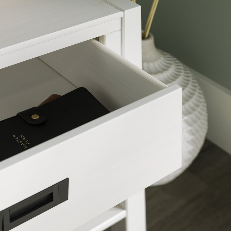 Hivernage 1-Drawer Solid Wood Nightstand, White