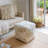 Ivory/Natural Farmhouse Checkered Hand-Woven Jute Blend Cube Ottoman Pouf