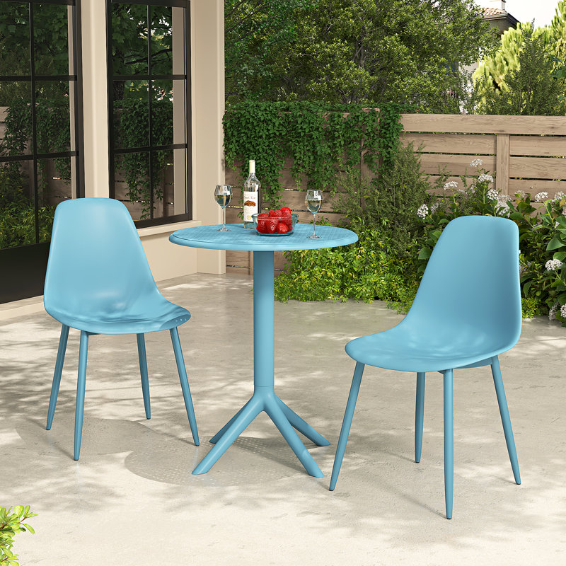 Athens 2 - Person Patio Dining Set with Round Table, Blue