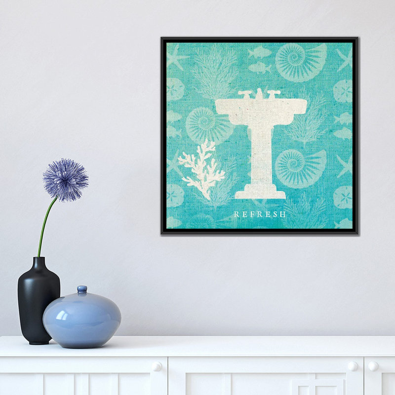 «Pacific Bath III», impression sur toile tendue, H 18 po x l 18 po x P 1,5 po, Toile encadrée noire, Pas de tapis