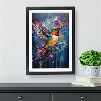 Hummingbird Expressionism No.2 - Single Picture Frame Print on Wood