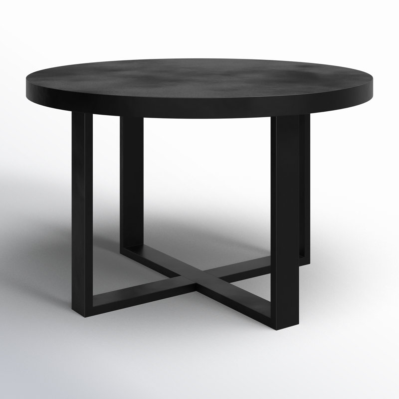 Maisara 47'' Black Stone and Steel Outdoor Dining Table