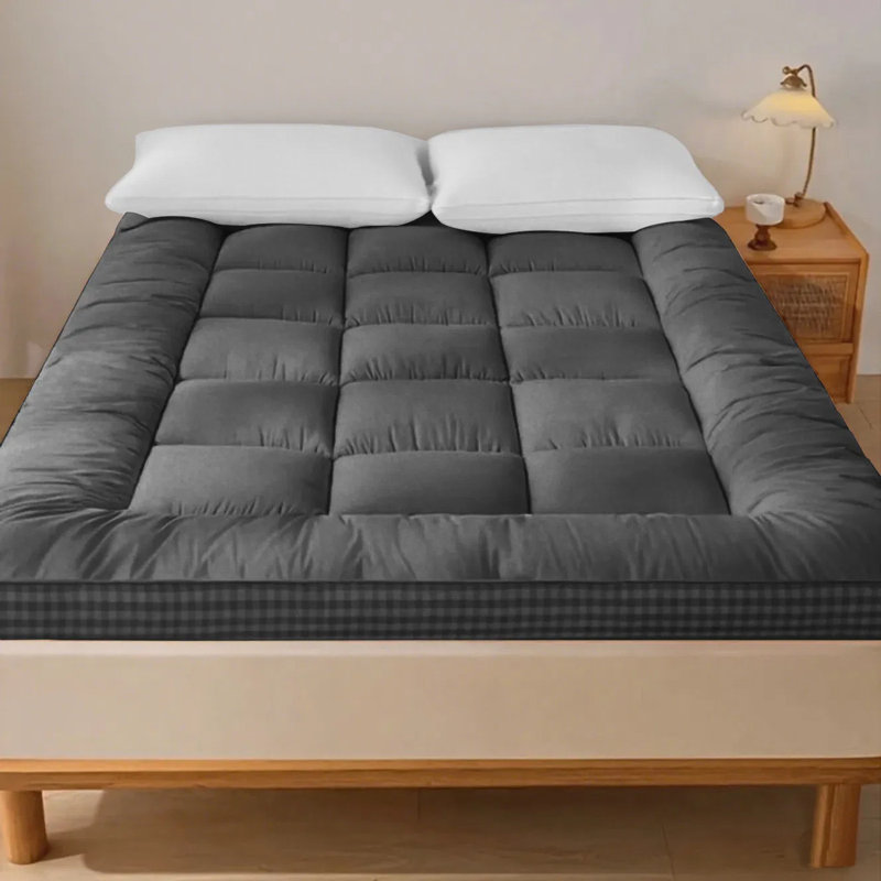 Matelas double avec rebords à carreaux 3D, très moelleux, respirant et résistant à l'humidité