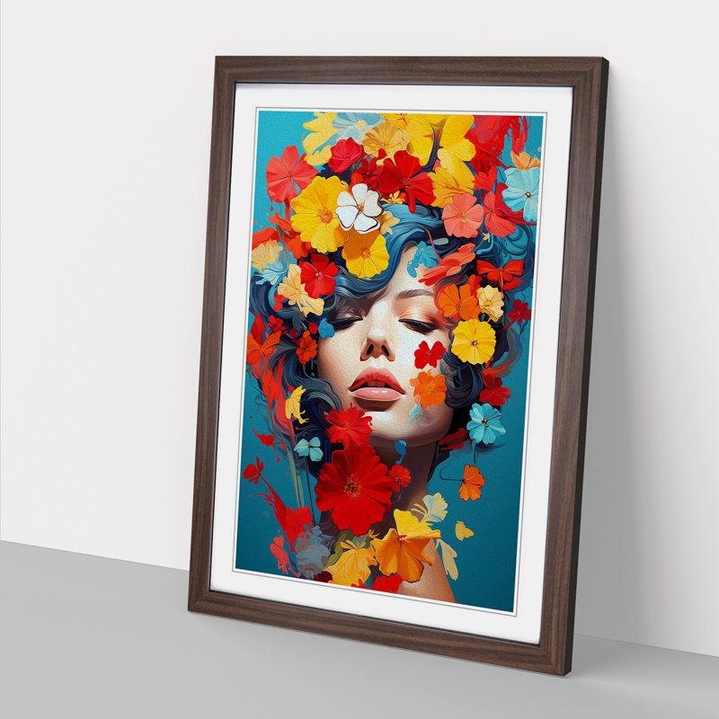 Single Picture Frame Print on Wood, Walnut Framed, 46cm H x 34cm W