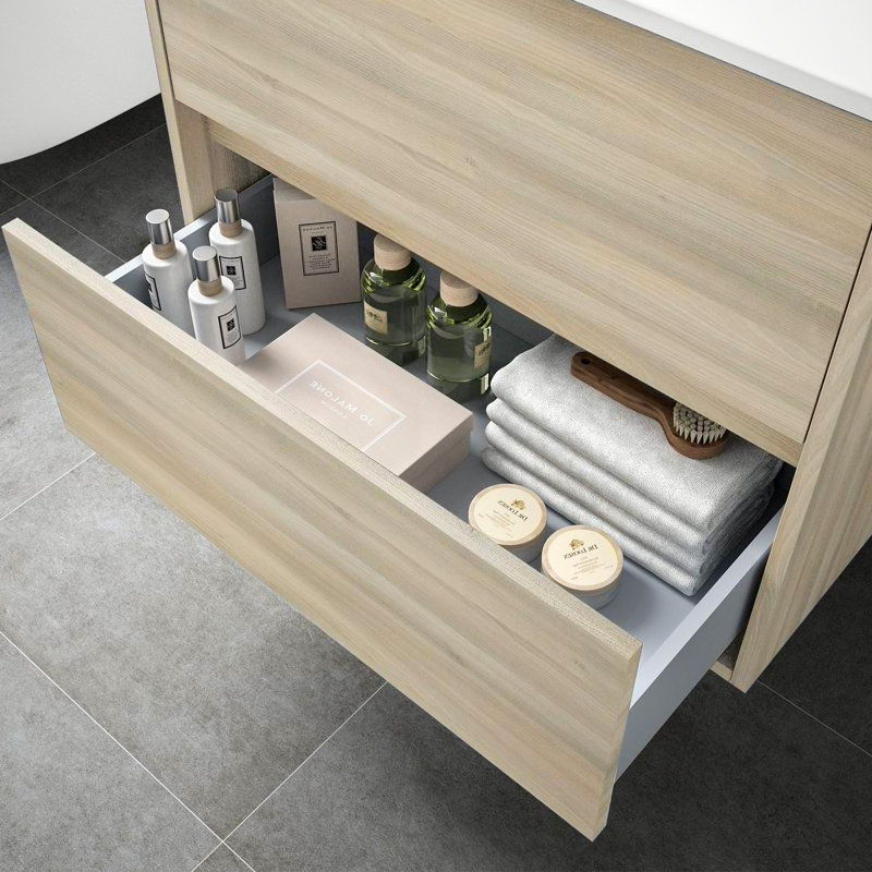 Alba 60cm 2 Drawer Basin Unit, Oak
