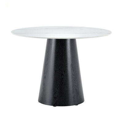 Table de salle à manger ronde de 42 pouces pouvant accueillir de quatre à six personnes, table de salle à manger de cuisine moderne, base stable, table de salle à manger en pierre peu encombrante, idéale pour les cuisines, les appartements et les salles d'étude.