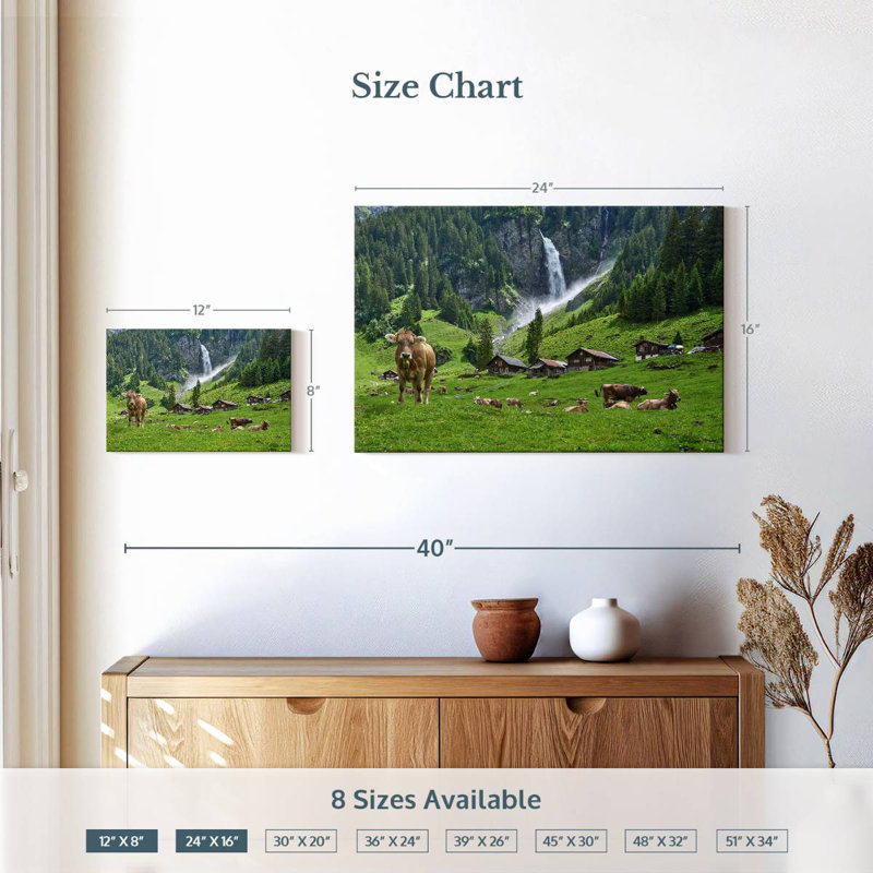 Alvord, Suisse, Highland Cows, H 16 po x l 24 po