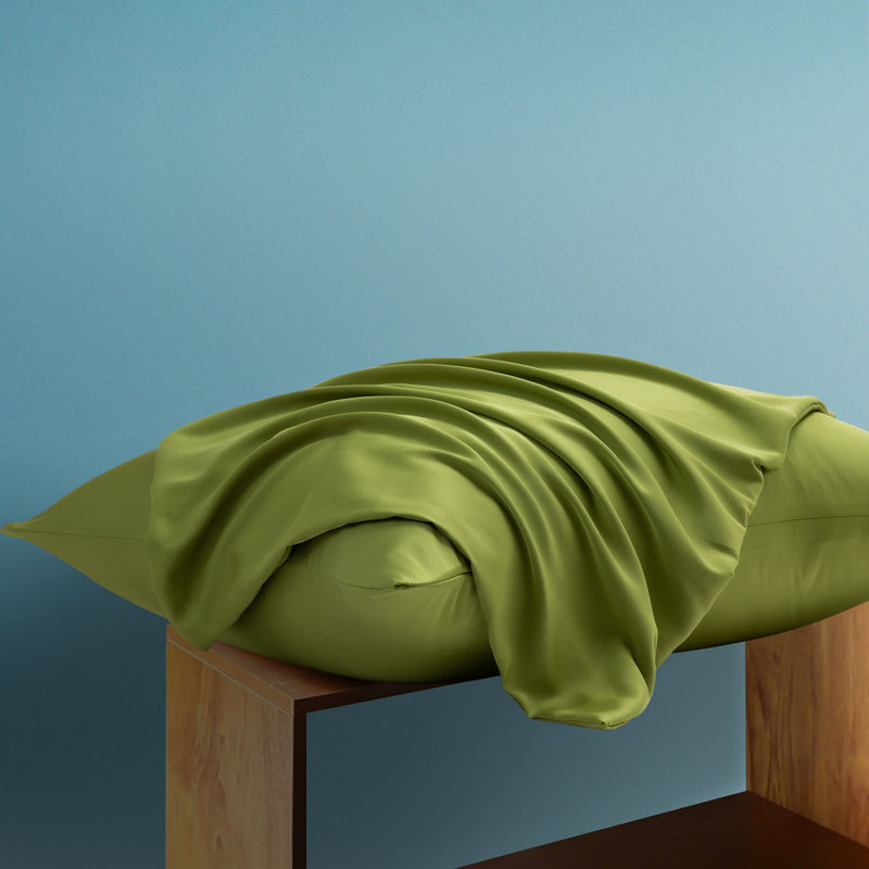 Ensemble de deux taies d'oreiller Silk Luxe, Taies d'oreiller pour grand lit, Ton mousse