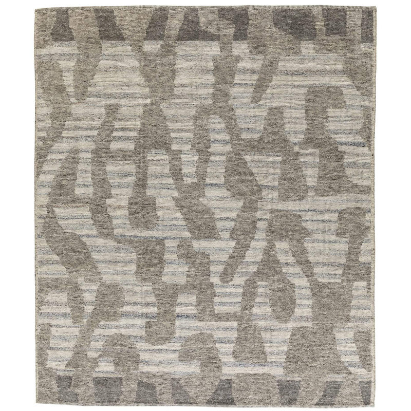 Hearthstone Hand Knotted Wool Area Rug in Brown/Taupe/White, Rectangle 2' x 3'