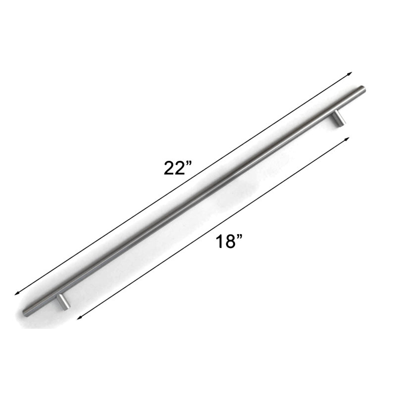 Poignée barre solide d'un centre à l'autre / poignée, Nickel brossé, 18"